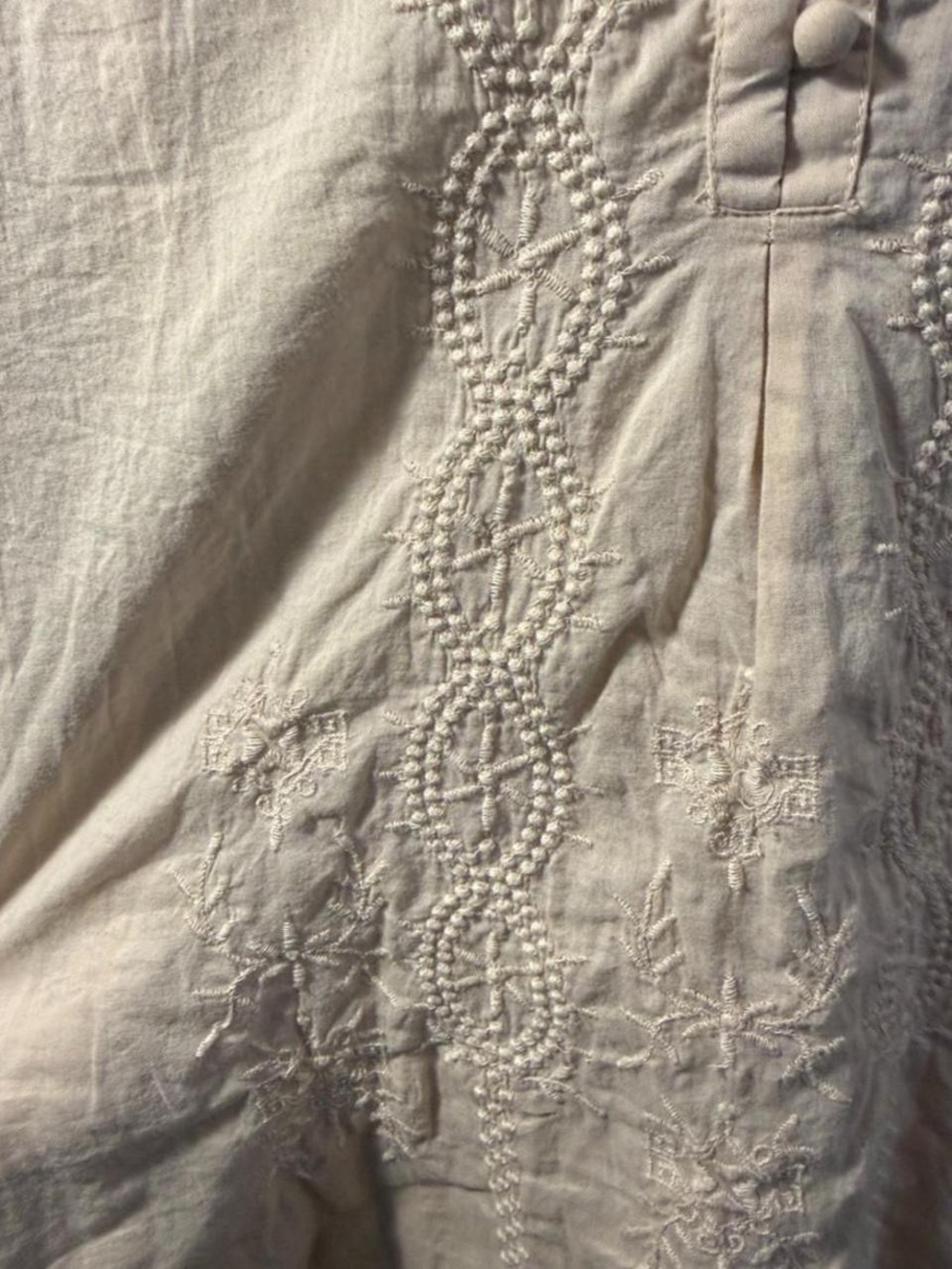 Boho Embroidered V-Neck Peasant Blouse in Cream - Picture 3 of 5